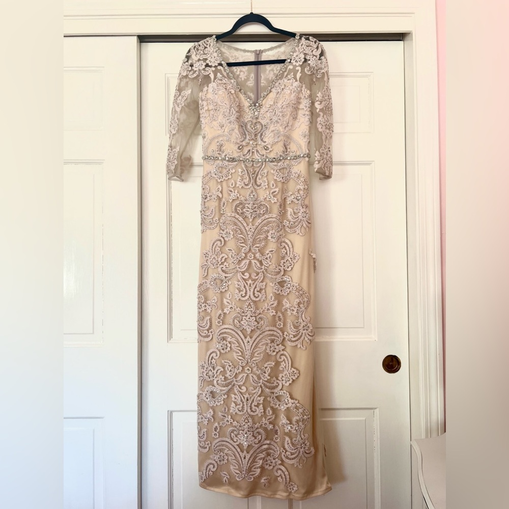 Women's V-Neck Formal Gown with Sleeves